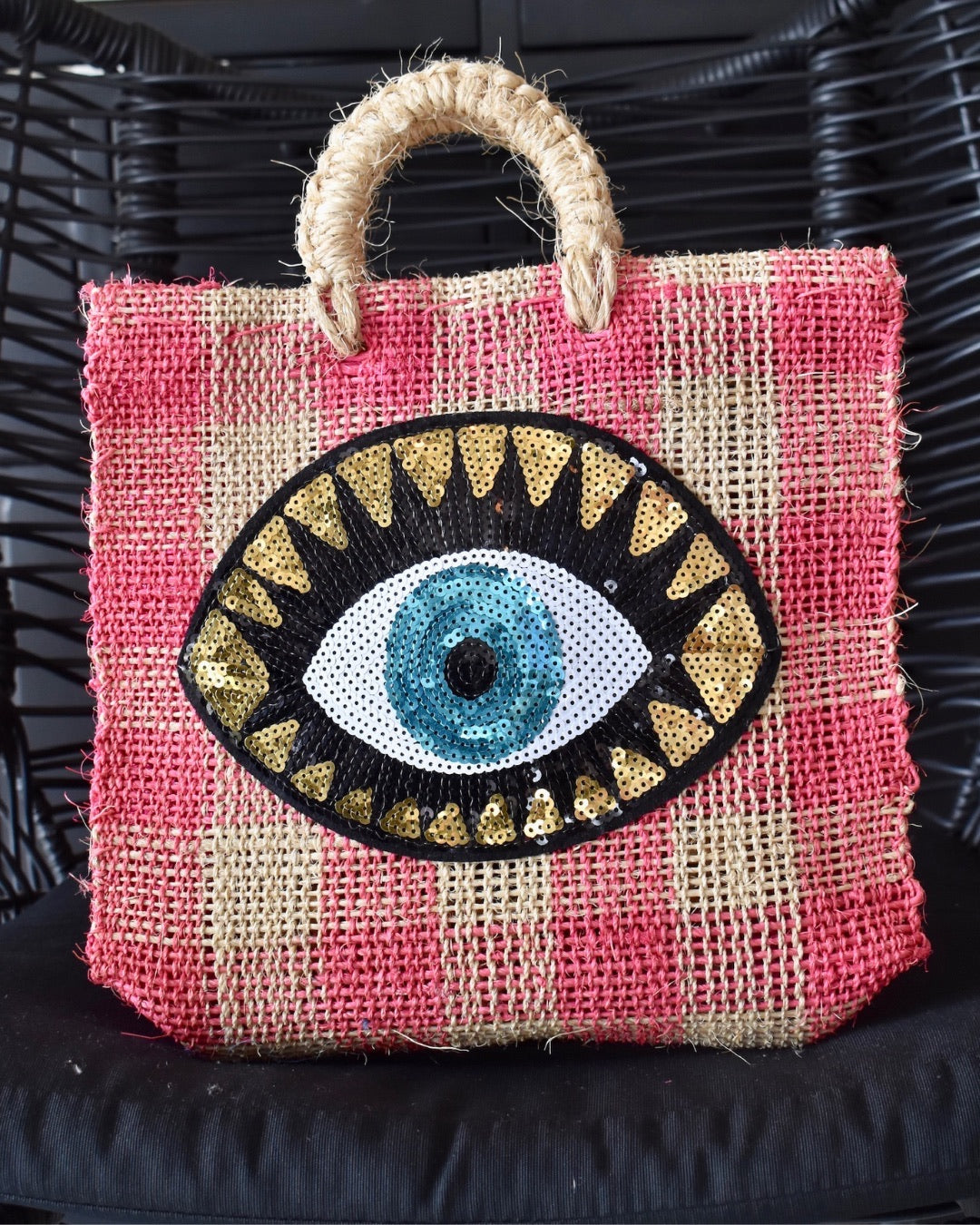 Mexican Heshian Tote | Pink & Natural Check