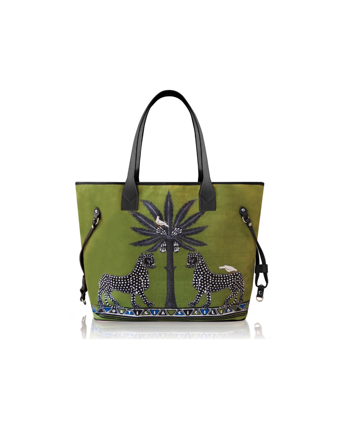 Velvet Tote Bag Gattopardo | Green | Ortigia