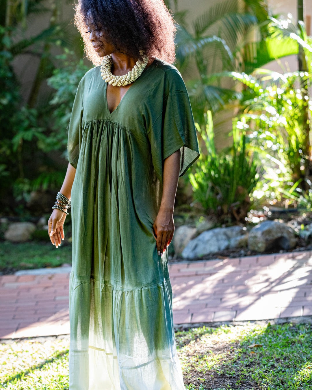 Barefoot Ombré Maxi Dress Khaki