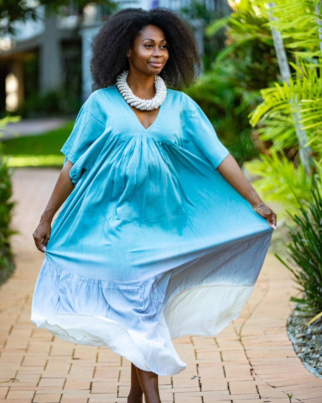 Barefoot Ombré Maxi Dress Aqua