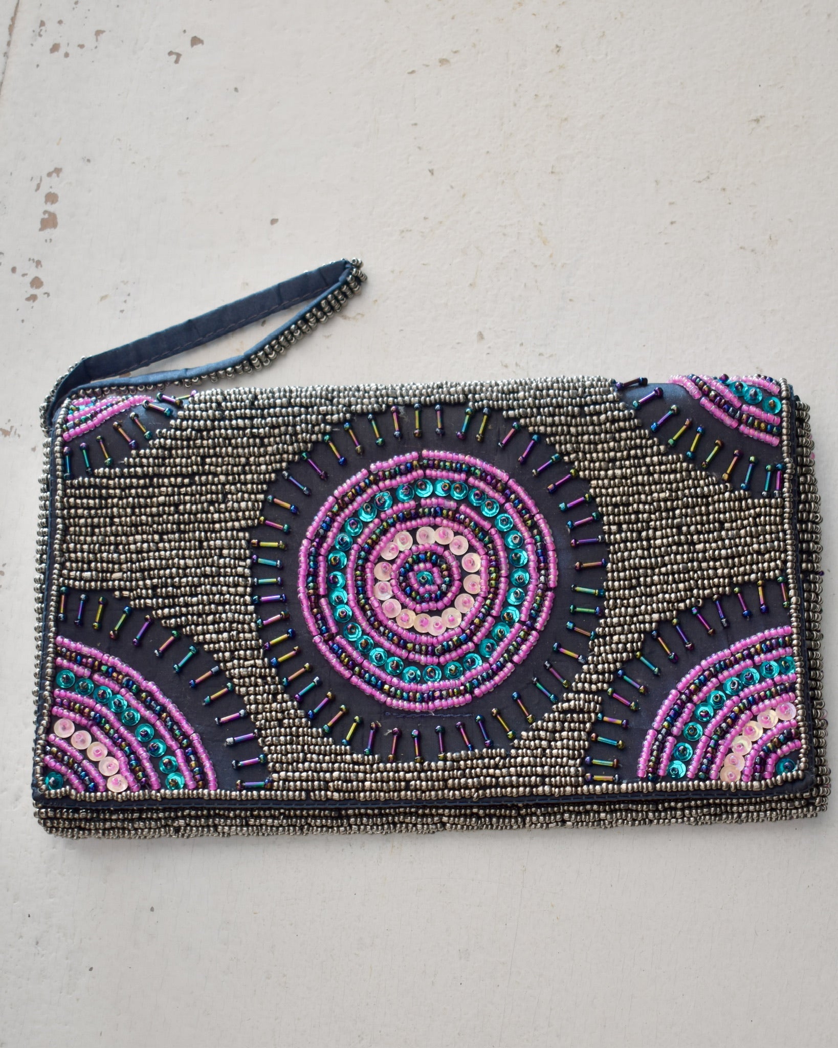 Soleil Beaded Clutch Purple