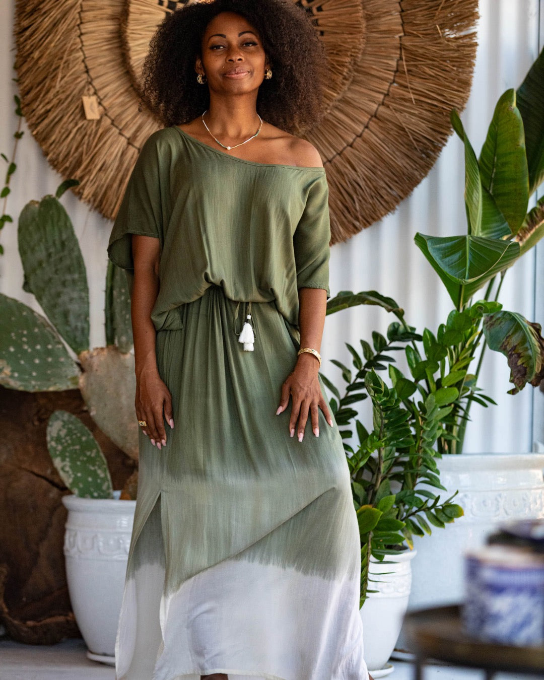 Sunset Ombré Maxi Dress Khaki